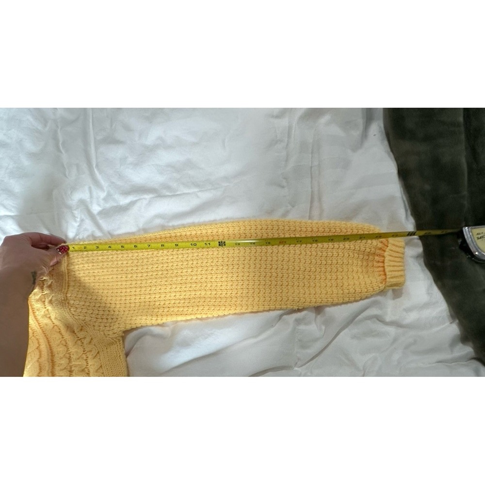 VTG  Astor One Cable Knit Sweater Women's M Oversized Yellow Pullover Fair Isle - Picture 10 of 11